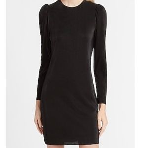 Pleated Puff Shoulder Shift Dress